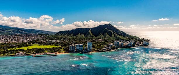 The majestic Diamond Head in the city of Honolulu